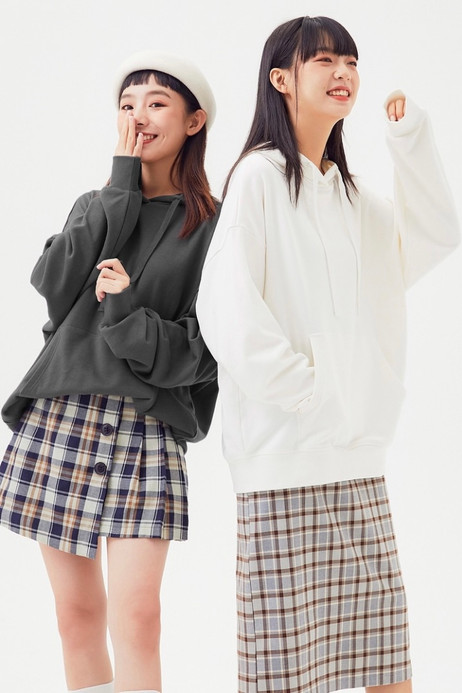 Pouch Hooded Drawstring Sweatshirt Women’s Casual Perennial Knited Hoodies For Women Solid Color Loose Hood Sweatshirts Sportswear for Woman Trending in Black White